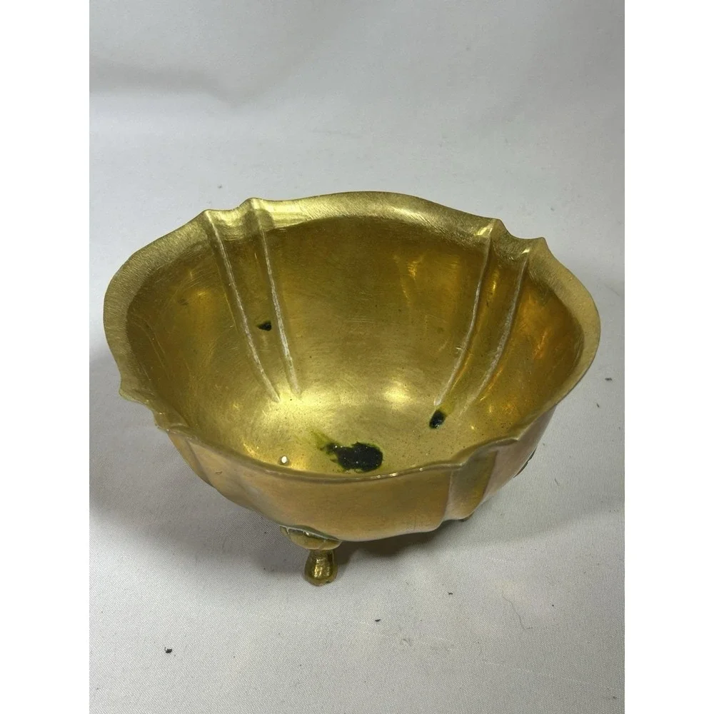 Vintage India Brass Footed Bowl MCM Candy Dish Bowl Decor Decorative 3